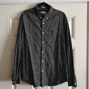 American Eagle Black Paper Plane 100% Cotton Button Down Shirt Size XL